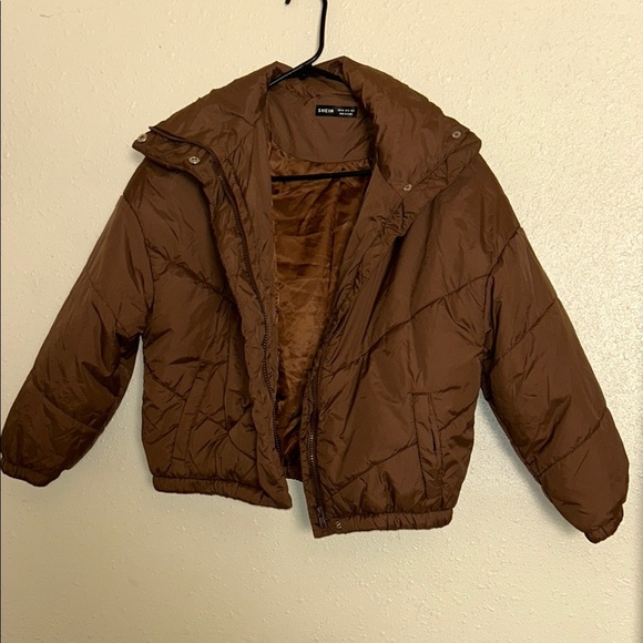 Brown Puffer Jacket - Picture 1 of 7